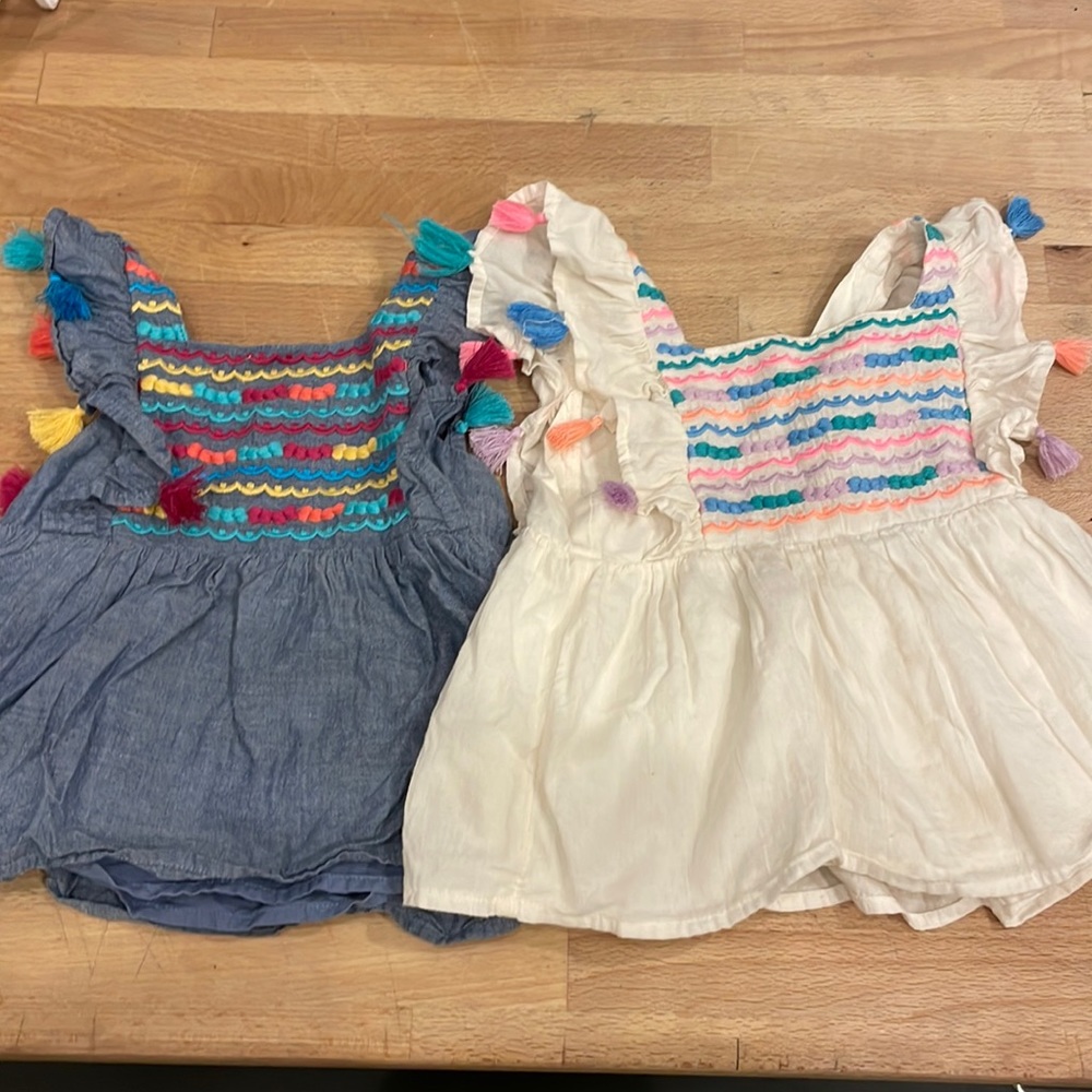 Cat and Jack Toddler Girls Embroidered Tassel Flutter Sleeve Tank Tops 3T